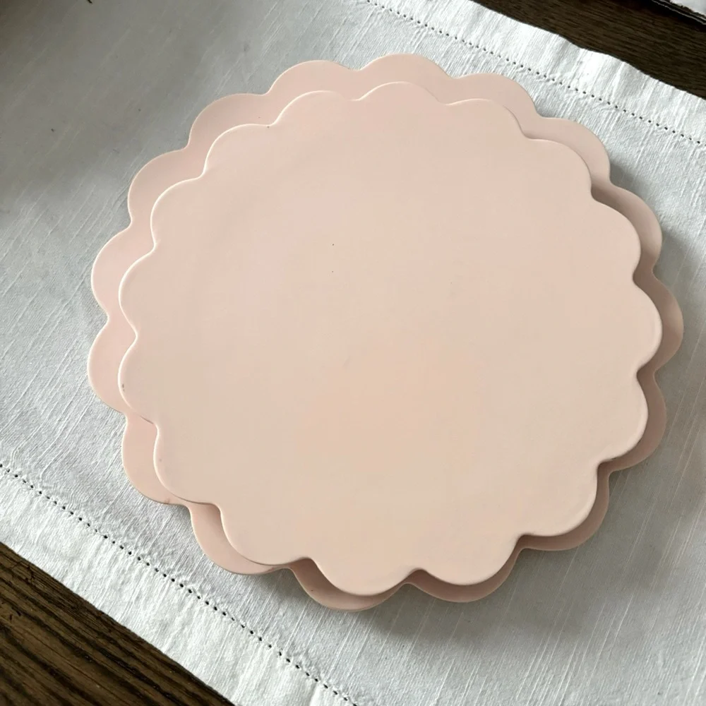 Sugar & Cloth Peach Scallop Melamine Serving Set, 3-Piece